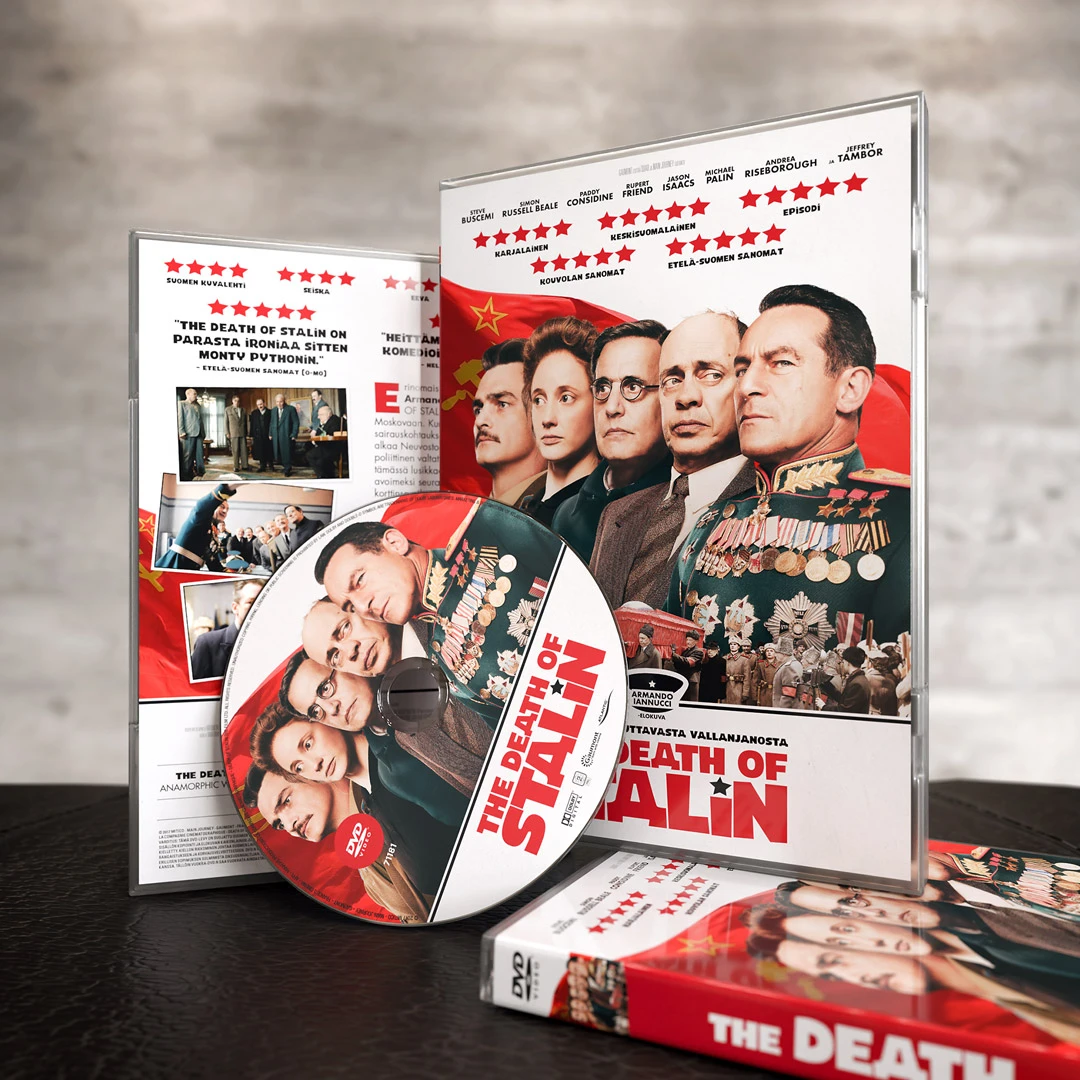 DVD-kansien suunnittelu The Death of Stalin -elokuvalle
