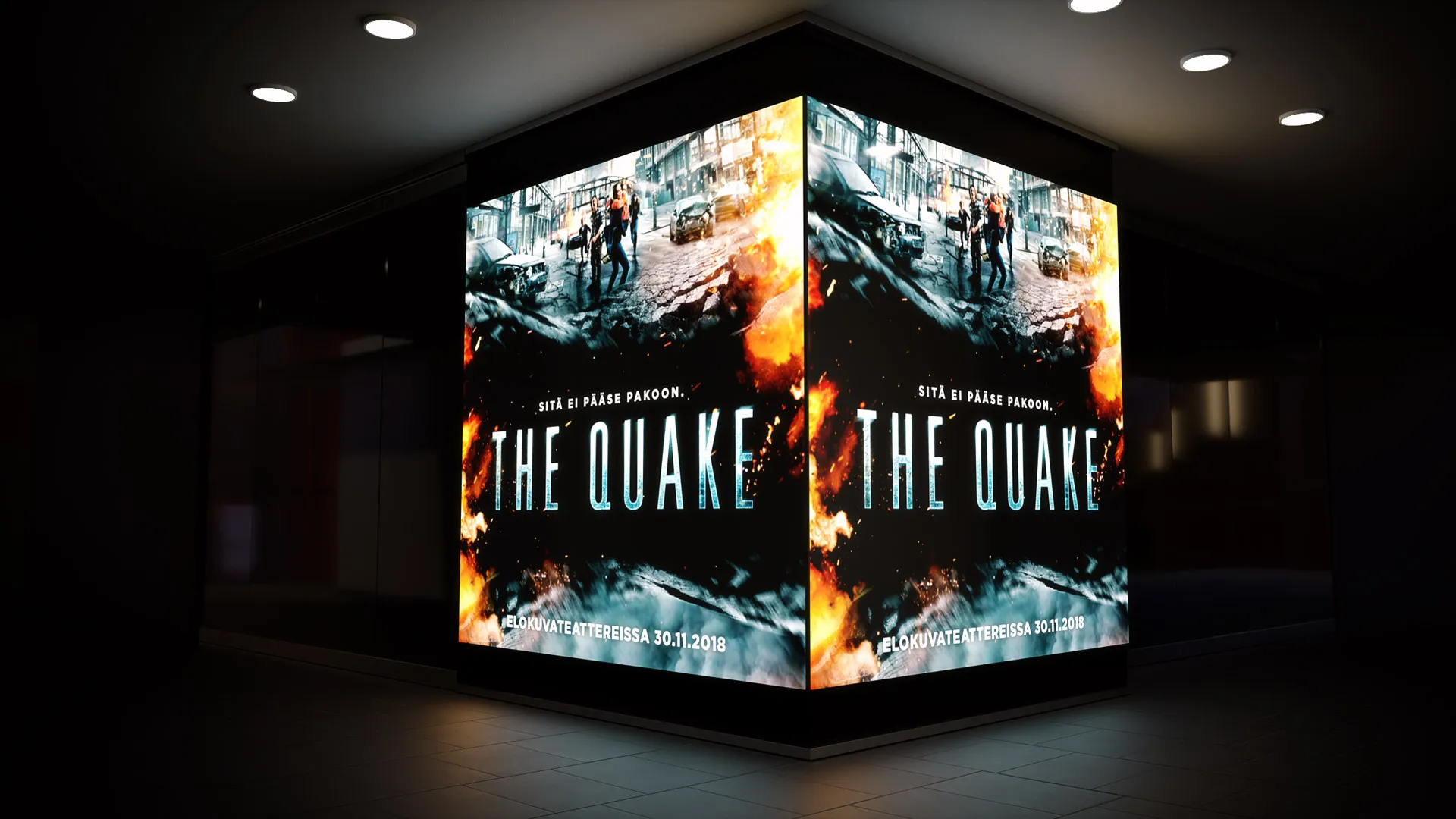 LED Wall -videomainos The Quake -elokuvalle Itiksen kauppakeskuksessa
